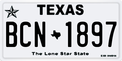 TX license plate BCN1897