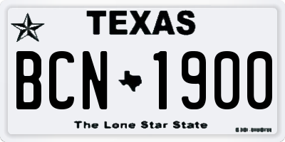 TX license plate BCN1900
