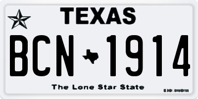 TX license plate BCN1914