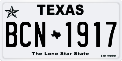 TX license plate BCN1917
