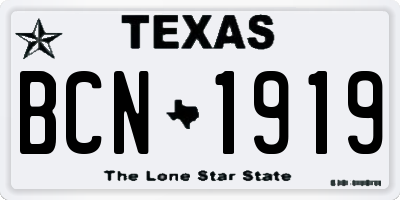 TX license plate BCN1919