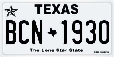 TX license plate BCN1930