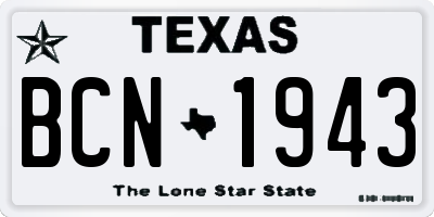 TX license plate BCN1943