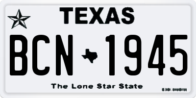 TX license plate BCN1945