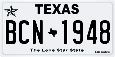 TX license plate BCN1948