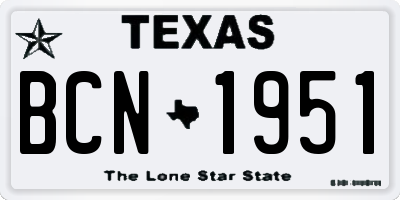 TX license plate BCN1951