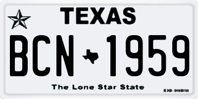 TX license plate BCN1959