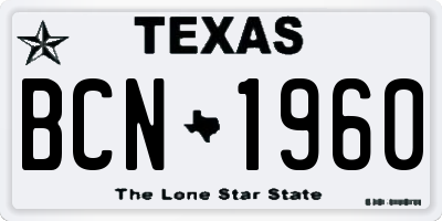 TX license plate BCN1960