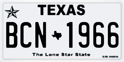 TX license plate BCN1966