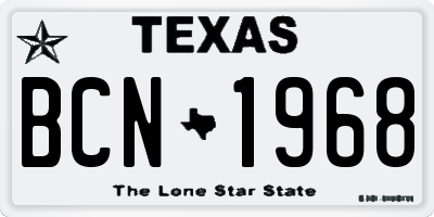 TX license plate BCN1968