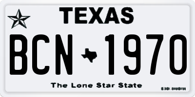 TX license plate BCN1970