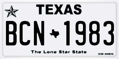 TX license plate BCN1983