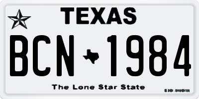 TX license plate BCN1984