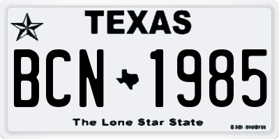 TX license plate BCN1985
