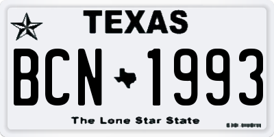 TX license plate BCN1993