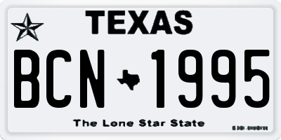 TX license plate BCN1995