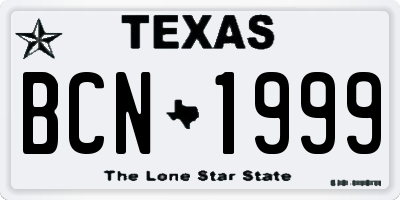 TX license plate BCN1999