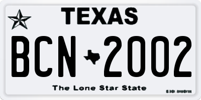 TX license plate BCN2002