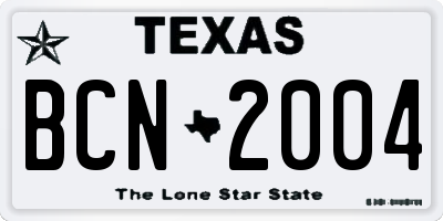 TX license plate BCN2004