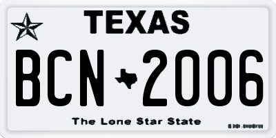 TX license plate BCN2006