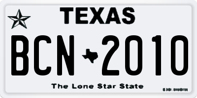 TX license plate BCN2010