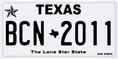 TX license plate BCN2011