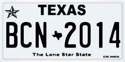 TX license plate BCN2014