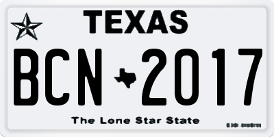 TX license plate BCN2017