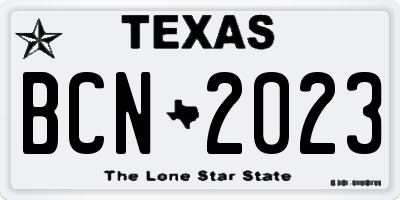 TX license plate BCN2023