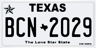 TX license plate BCN2029
