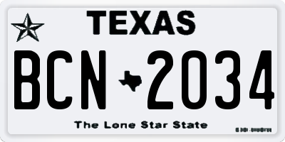 TX license plate BCN2034