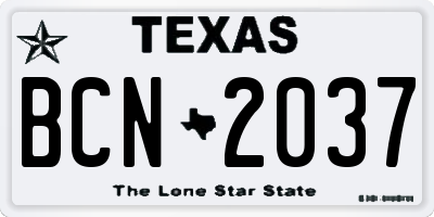 TX license plate BCN2037