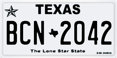 TX license plate BCN2042
