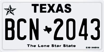TX license plate BCN2043