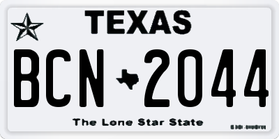 TX license plate BCN2044