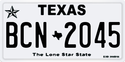 TX license plate BCN2045