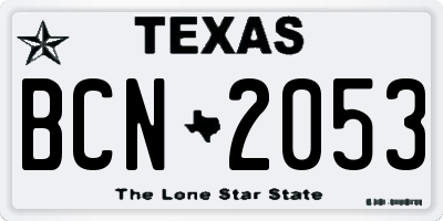 TX license plate BCN2053