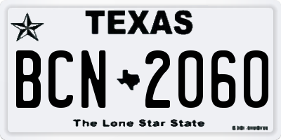TX license plate BCN2060
