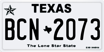 TX license plate BCN2073
