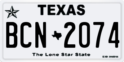 TX license plate BCN2074