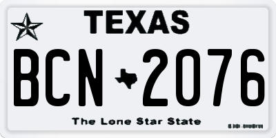 TX license plate BCN2076