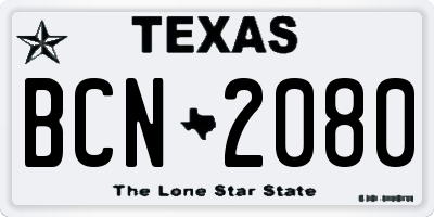 TX license plate BCN2080