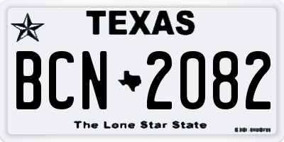 TX license plate BCN2082
