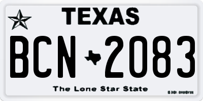 TX license plate BCN2083
