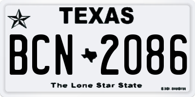 TX license plate BCN2086