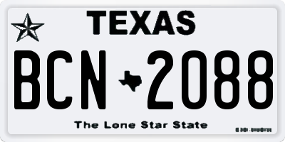 TX license plate BCN2088