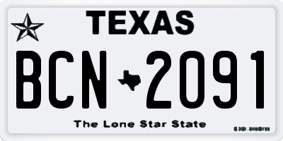 TX license plate BCN2091