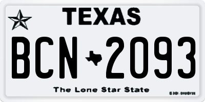 TX license plate BCN2093
