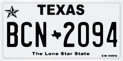 TX license plate BCN2094