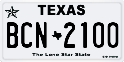 TX license plate BCN2100